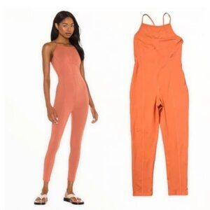 Free People Movement Side To Side Performance Jumpsuit Rust/Burnt Orange L